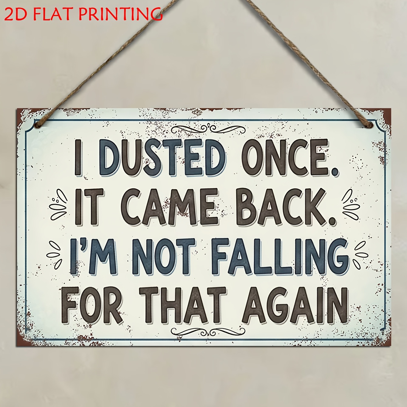 TEMU Panneau et Plaque Décoratives en Bois Plat 2D, 1pc, "J'ai Essuyé Une , C'est Réapparu. Je Ne Pas Duper Une Deuxième ", Décoration Murale Style