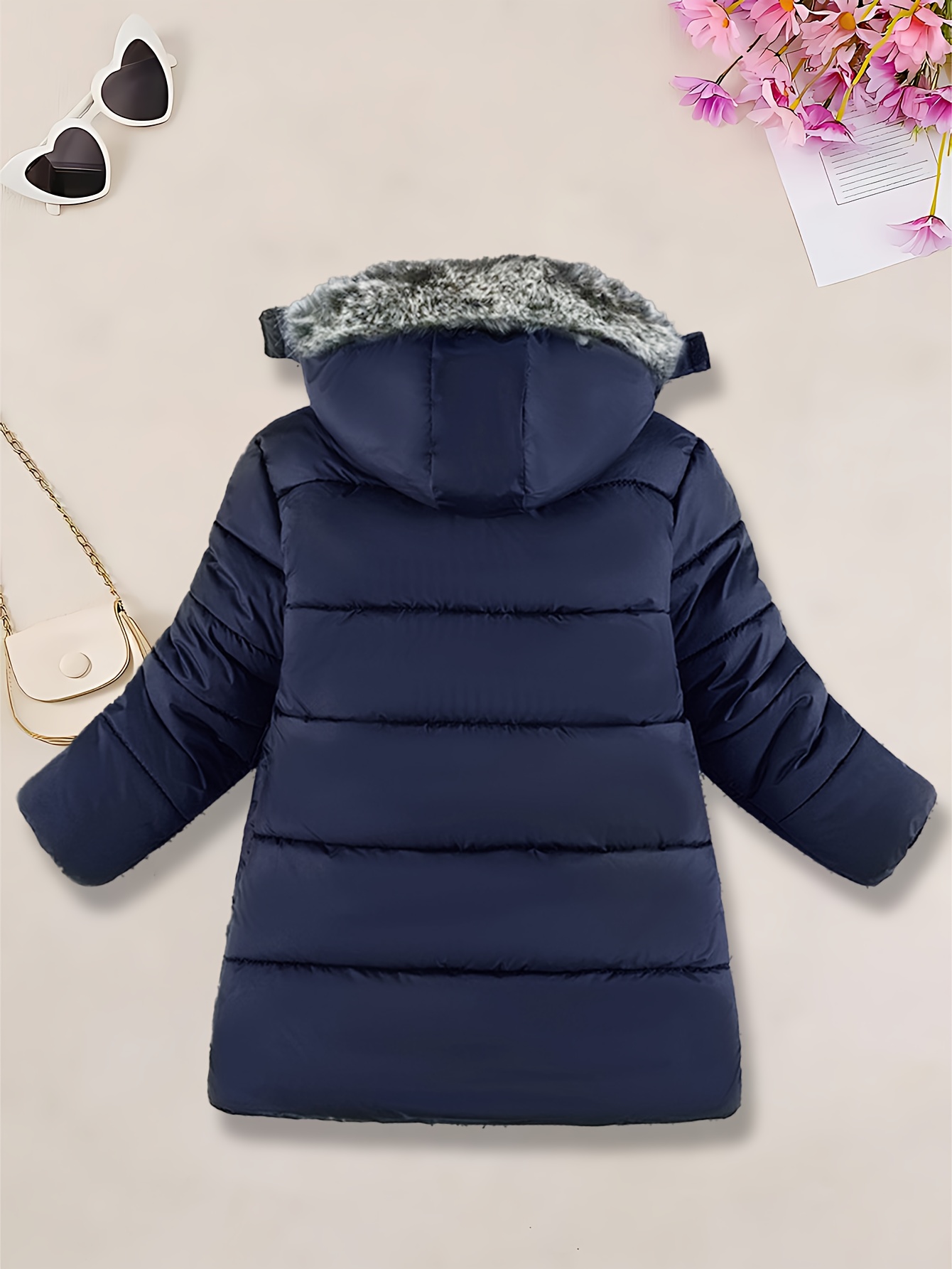 Boys' Heavy-Duty Winter Jacket - Navy Blue Hooded Coat with, Machine Washable Cold Weather Outerwear for & Kids - Warm Outer Jacket for Skiing, School, Playdates