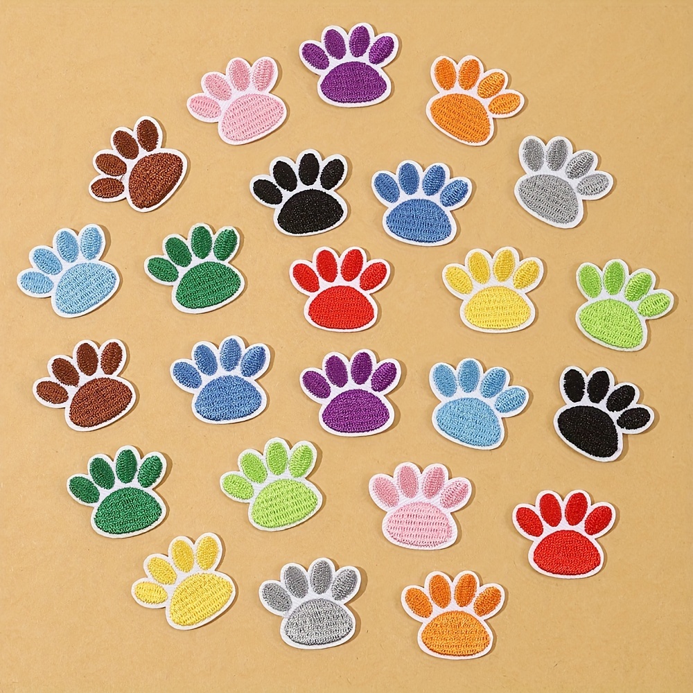 

12-pack Assorted Paw Print Iron-on Patches, Embroidered Appliqués For Clothing, Jackets, T-shirts, Jeans, Backpacks, Dog Paw Embroidery Badges For Diy Fashion And Sewing Decorations