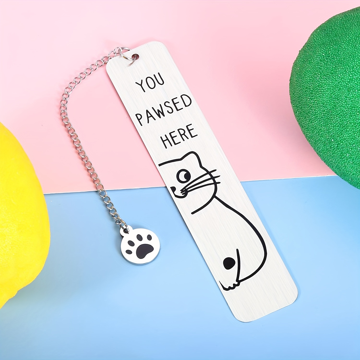 

Adorable Kitty Bookmark: 'you Pawed Here' - Perfect Gift For Cat Lovers - Stainless Steel - Chain Link - 13cm/5.12in