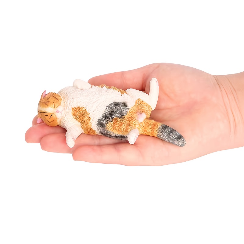 Realistic Sleeping Persian Cat Plush Toy Soft PVC Stuffed Animal