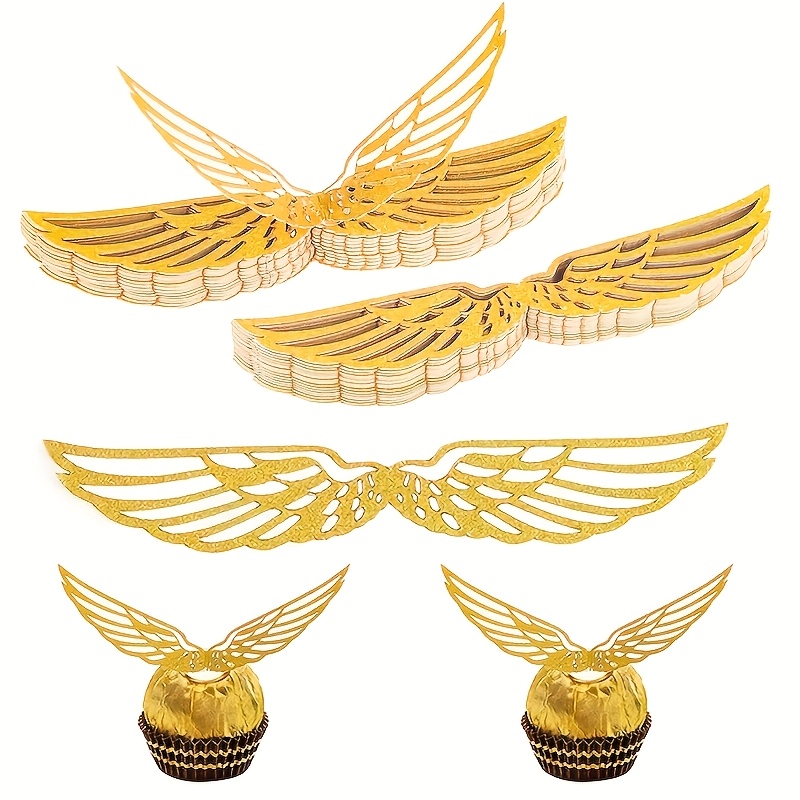 TEMU Regalo para Ella/Él 30 piezas de de doradas con puntos adhesivos - Diseño de plumas brillantes para fiestas de , de temática de fantasía y