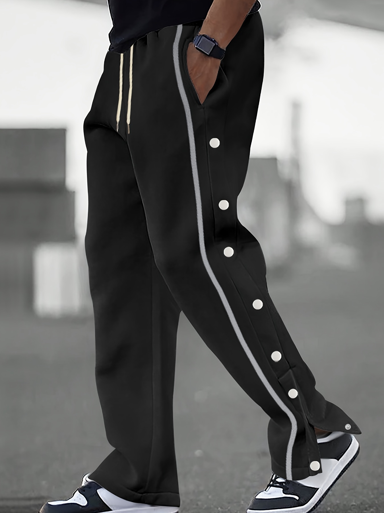track pants with buttons on the side