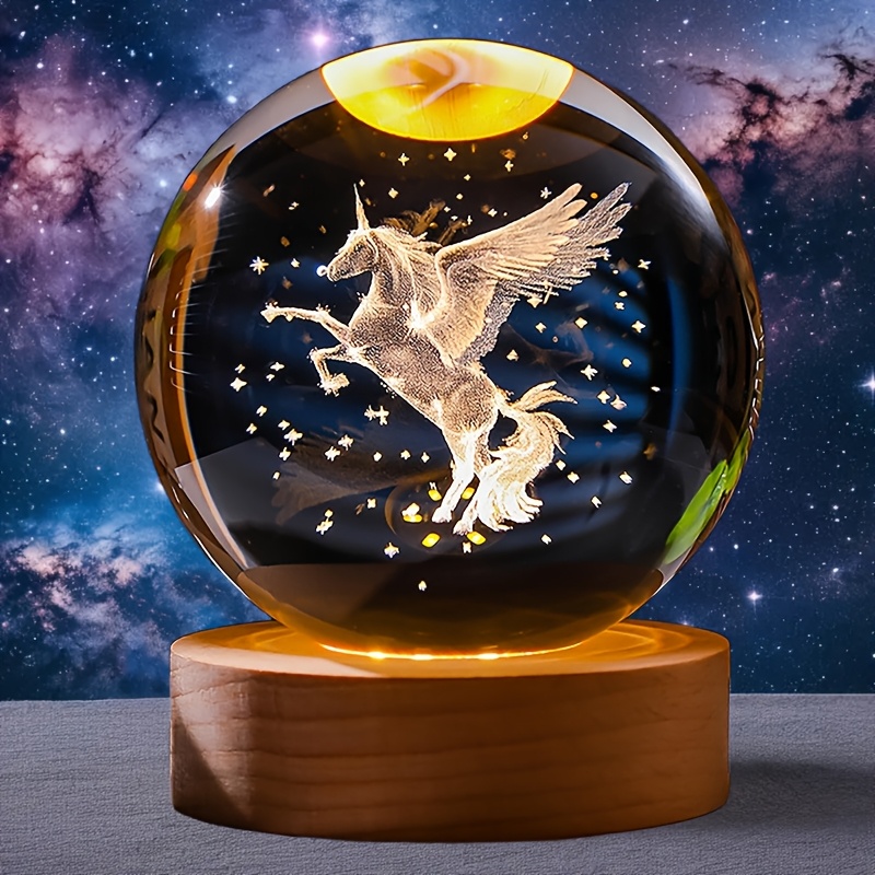 Boule De Cristal Gravée Laser 3D - 6 Cm Avec Cheval - Cristal K9 Pur - Décoration Intérieure Ou Cadeau D'anniversaire/Noël - 11