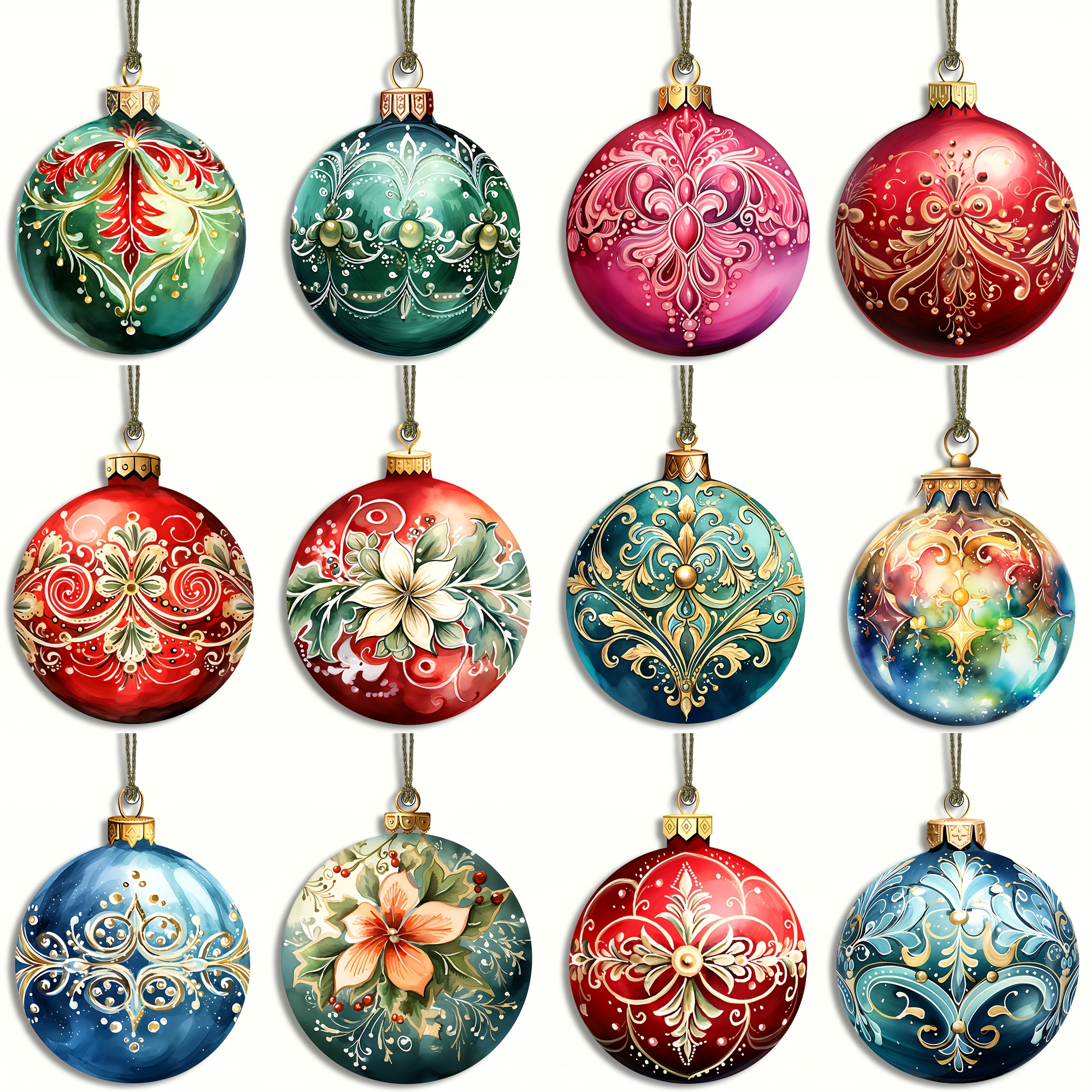 

Set Of 12 Classic Wooden Christmas Ornaments, Handcrafted Hanging Decorations, Washable, No Electricity Required, Featherless, For Festive Gifts And Tree Embellishments