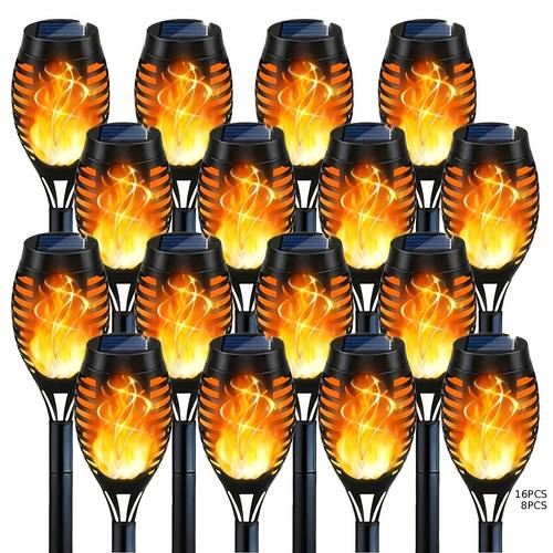 solar outdoor flashing flame torch light garden solar light 16 8 pack suitable for lawn garden yard wedding party automatic switch ip44 protection outdoor lighting outdoor christmas decoration