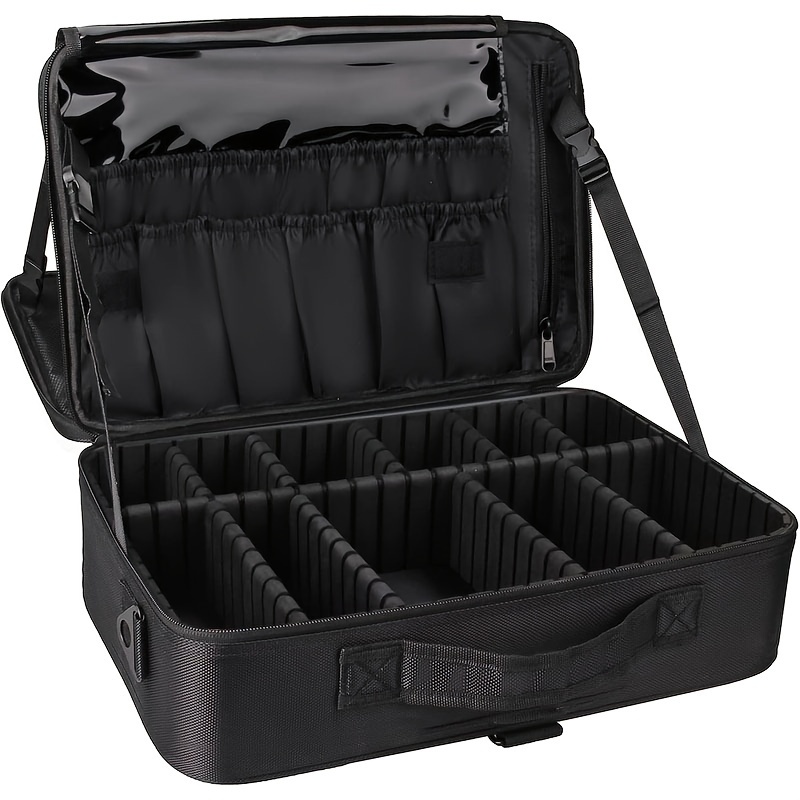 Makeup Case Professional Train Case Large Makeup Bag, Travel Cosmetic Organizer Brush Holder Makeup Artist Storage Box, for Cosmetics Makeup Brushes Toiletry Jewelry Digital Accessories, 15.8 Inches, with Adjustable Dividers and Shoulder Strap 12 Makeup Case, Professional Train Case Large Makeup Bag, Travel Cosmetic Organizer Brush Holder Makeup Artist Storage Box, for Cosmetics Makeup Brushes Toiletry Jewelry Digital Accessories, 15.8 Inches, with Adjustable Dividers and Shoulder Strap