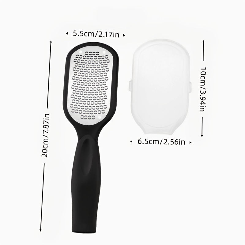TEMU Durable Stainless Steel Pedicure Foot File With Safety Splash Shield, Ergonomic Grip Handle, Coarse & Fine Exfoliating Surface, Home Spa Foot