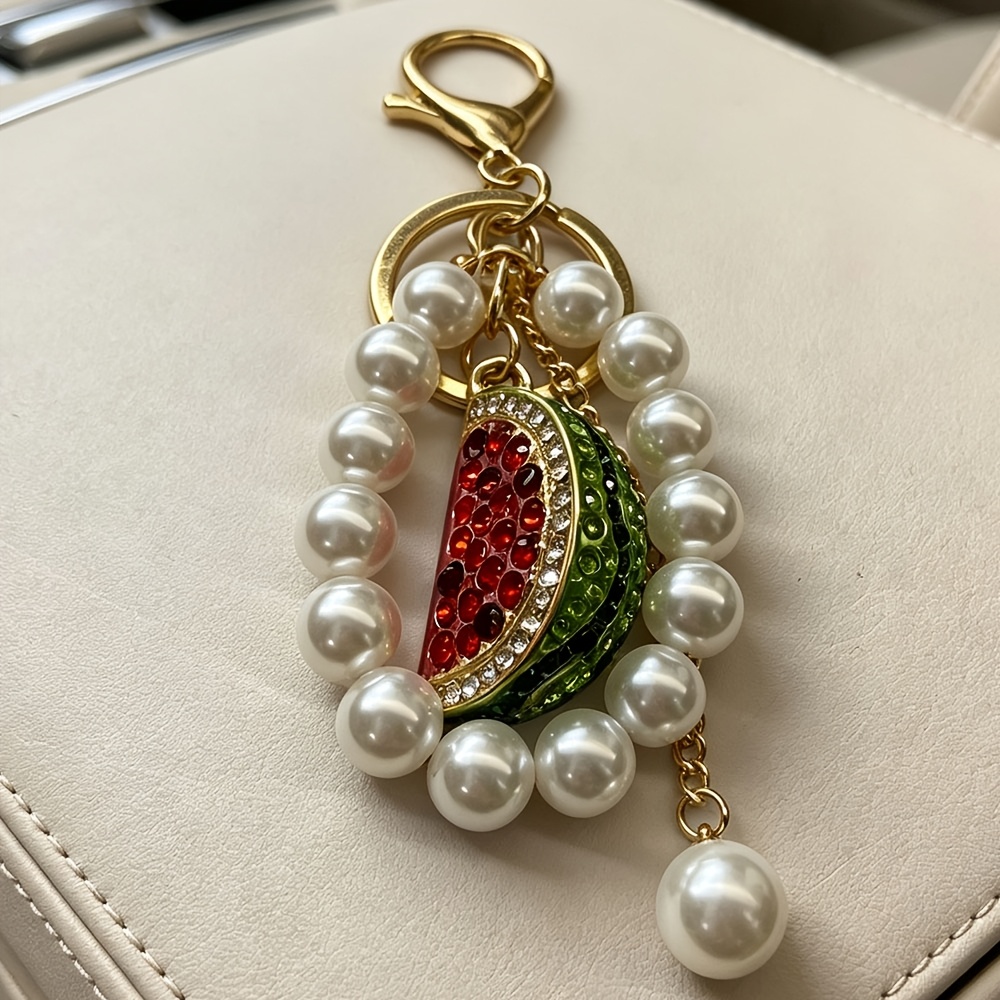 TEMU 1pc Cute Metal Watermelon Keychain - Auto Parts, Ladies Bag Additions, Holiday Gifts