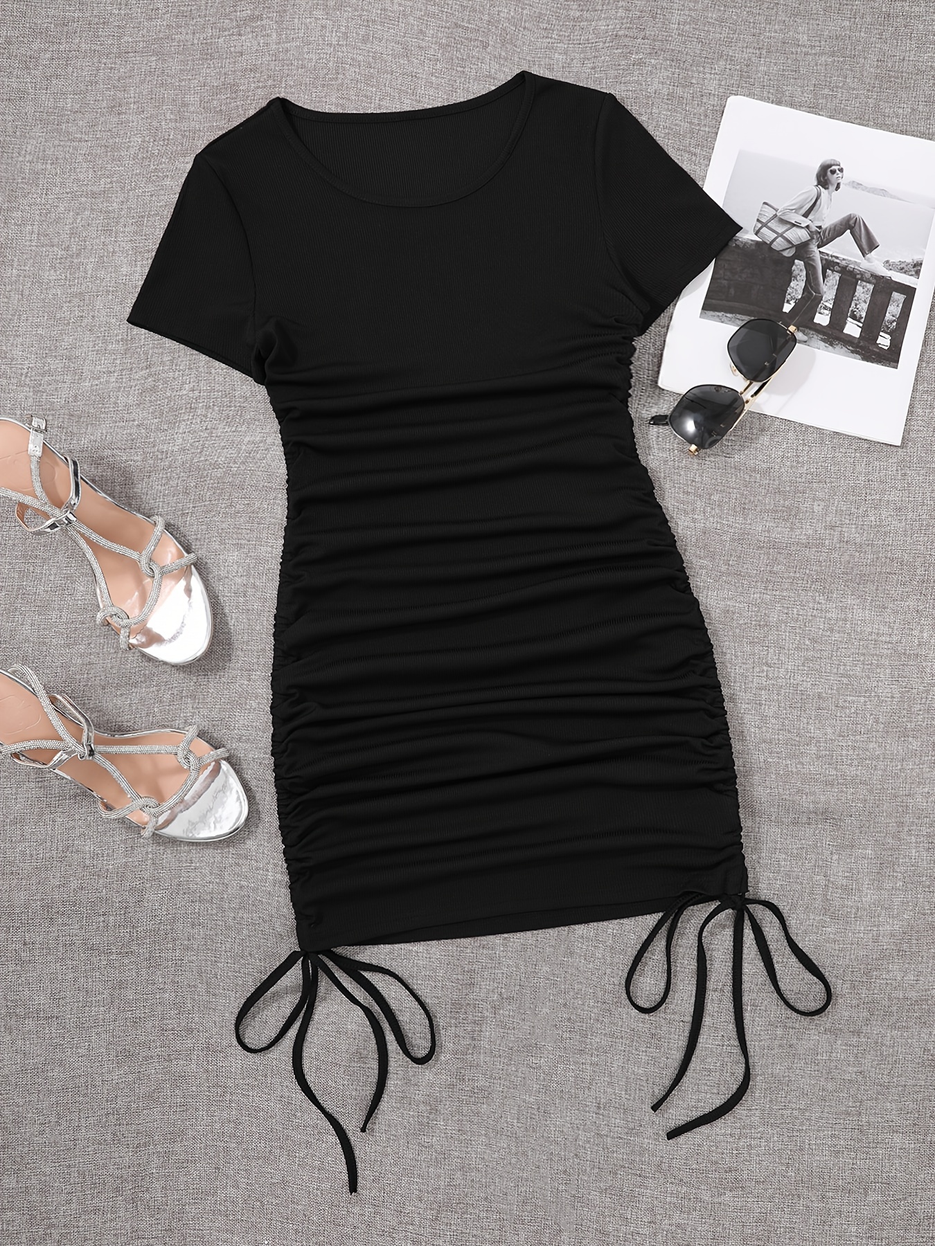 bodycon dress with strings Floral Print Bodycon Midi Dress – Spaghetti Strap Midi with Slit main image 1