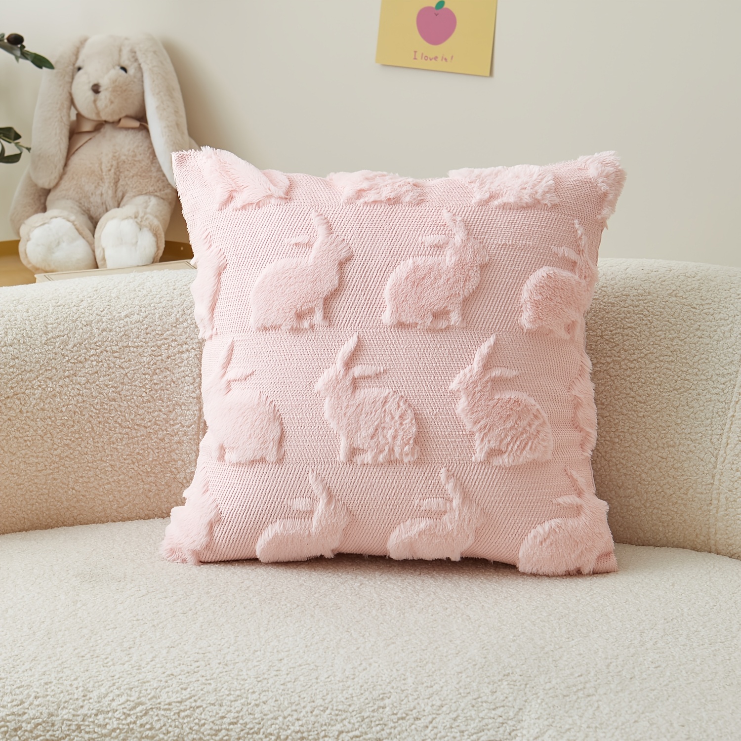 1pc, Easter Cushion Covers, Easter Bunny Holiday Pillow Covers, Single-sided Embroidery, 17.7 X 17.7 Inches, Suitable For Sofa, Living Room, Bedroom Home Decor, No Pillow Core