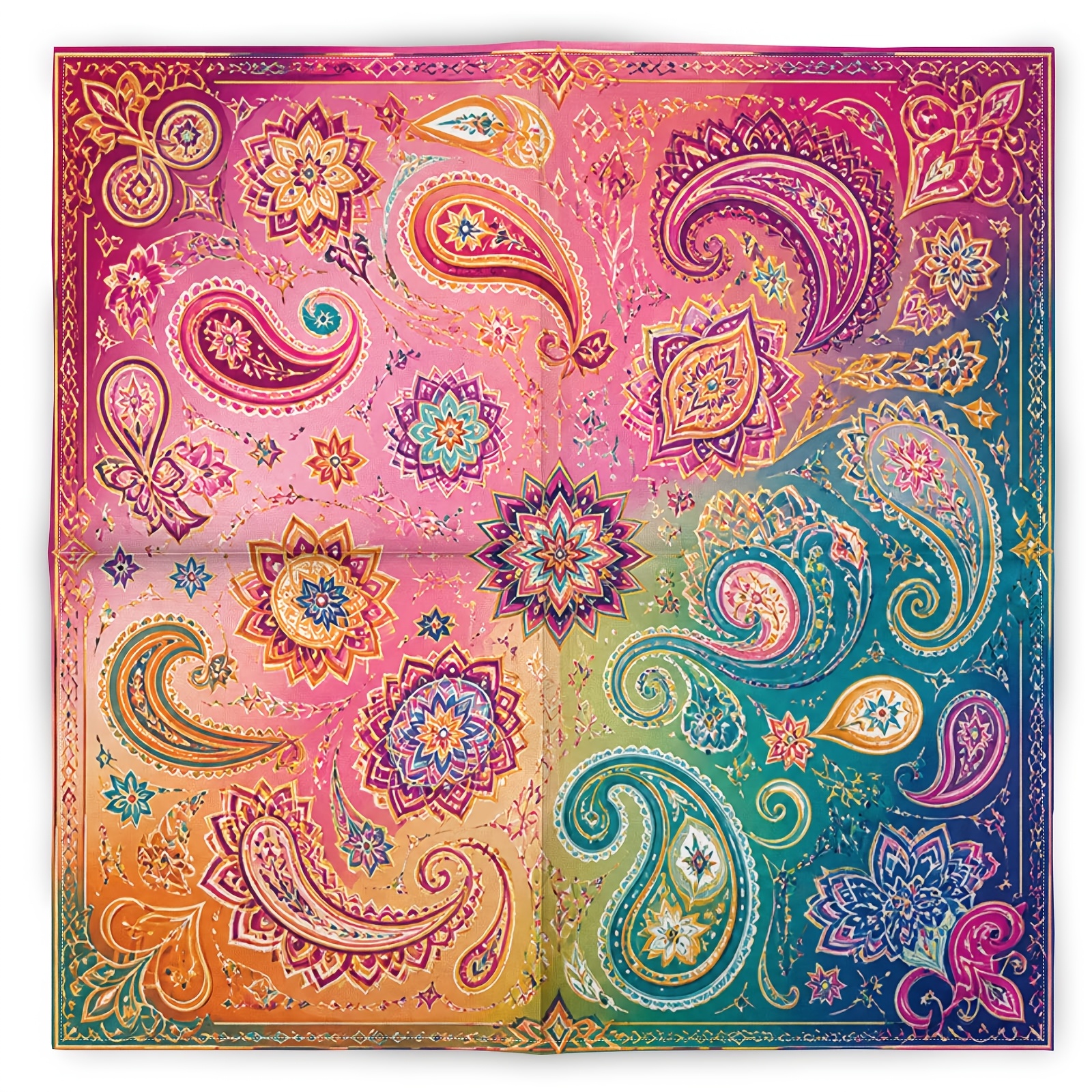 TEMU 1 stuks 2D Geprinte Vintage Paisley Bloem Hoofddoek, Retro Individuele Mode Hip-Hop Trendy Hoofddoek, Mode Sjaal Nekdoek, Outdoor Sport Zakdoek,