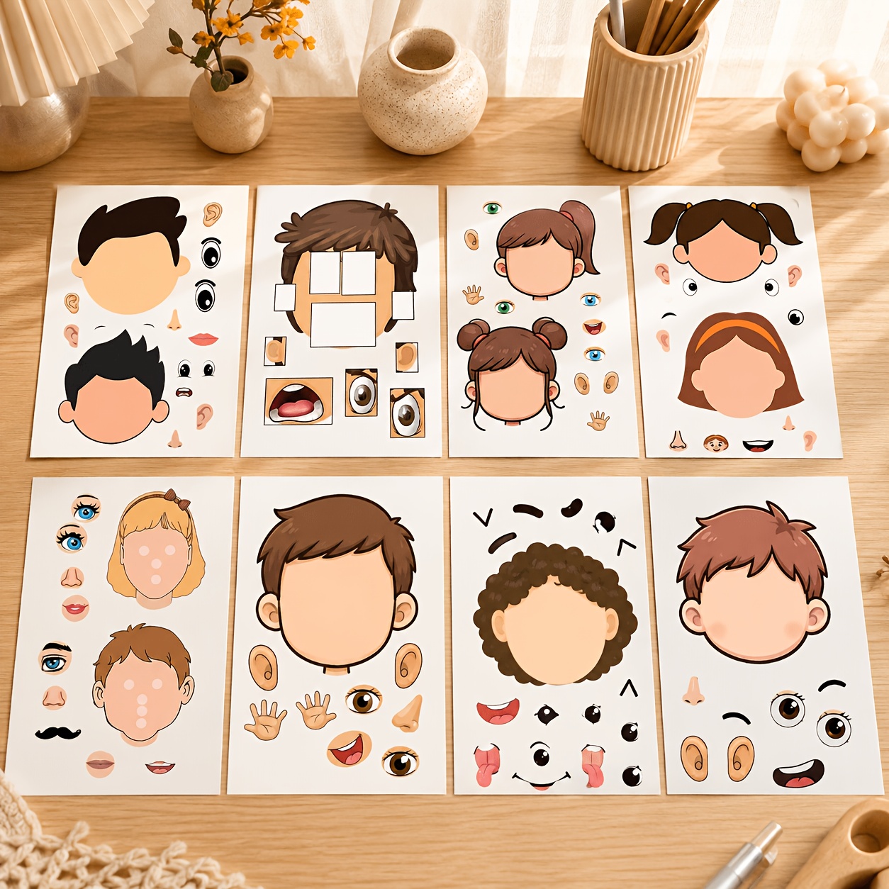 TEMU 105pcs, Cute Character Decal Pack, High Definition Prints Of Adorable Faces With Various Emotions And Accessories, For Laptop, Tablet, Suitcase,