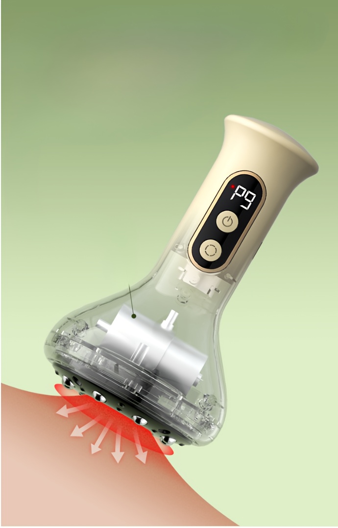 9-Speed Adjustable, 8-Silver Bead Scraping Instrument for Legs, Back & Arms - USB Rechargeable, 1200mAh Lithium Battery, Massage Device with Digital Display, Massage Device|Modern Aesthetic|Adjustable Intensity