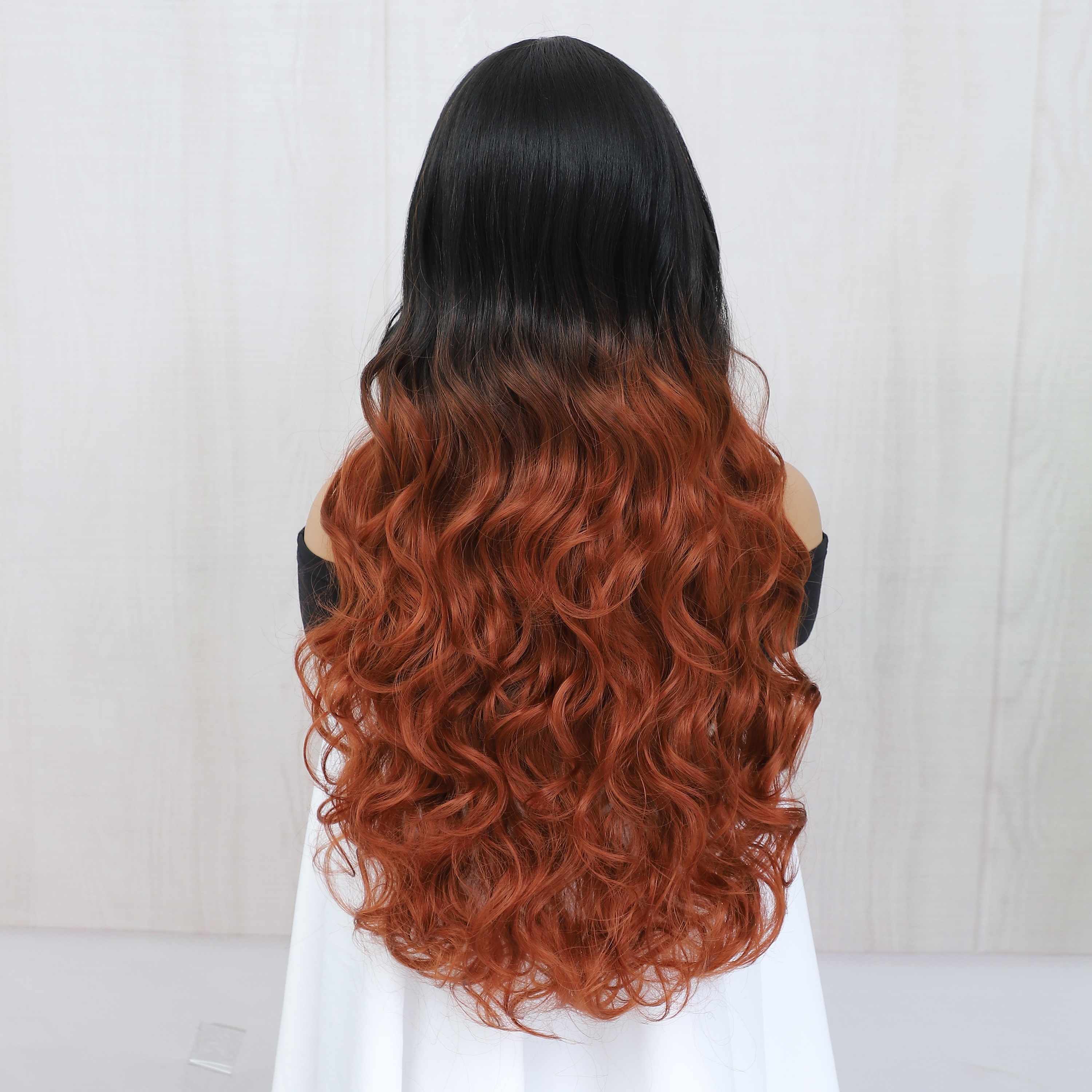 Ombre Long Wave Synthetic Wig Highlight Body Wave Wigs Brown Temu