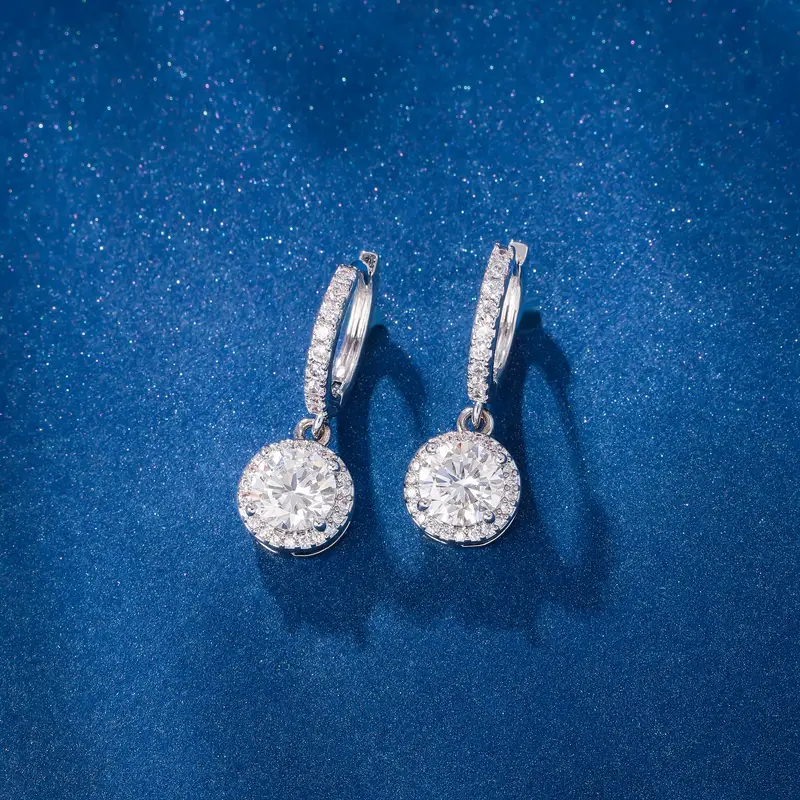 925 silver 1ct moissanite pendant earrings top cutting     the   for party wear gift box Product details 5