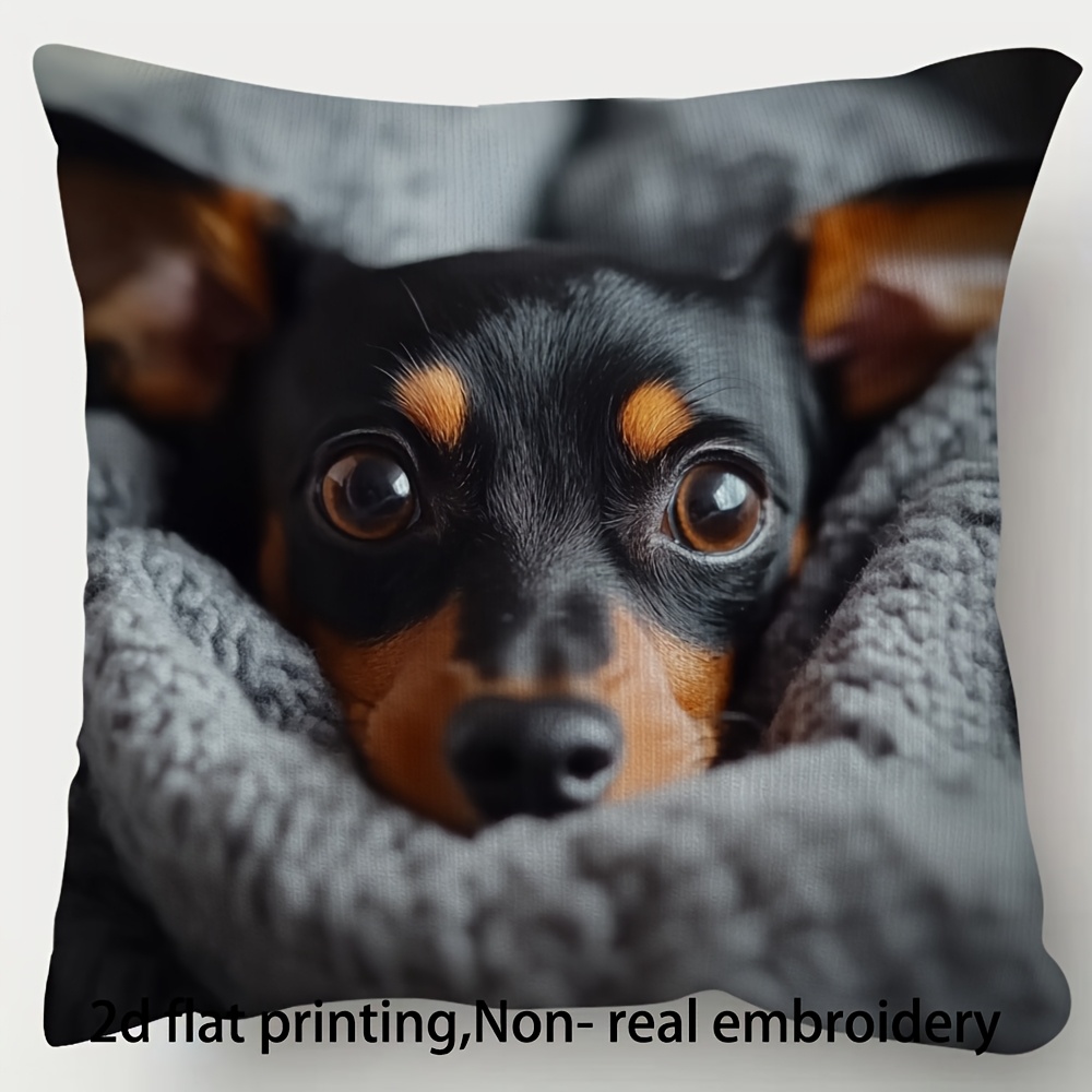 TEMU 1 de almohada mini con estampado de perro - Felpa ultra para pelo corto, de almohada decorativa de un solo con cierre de cremallera, estilo