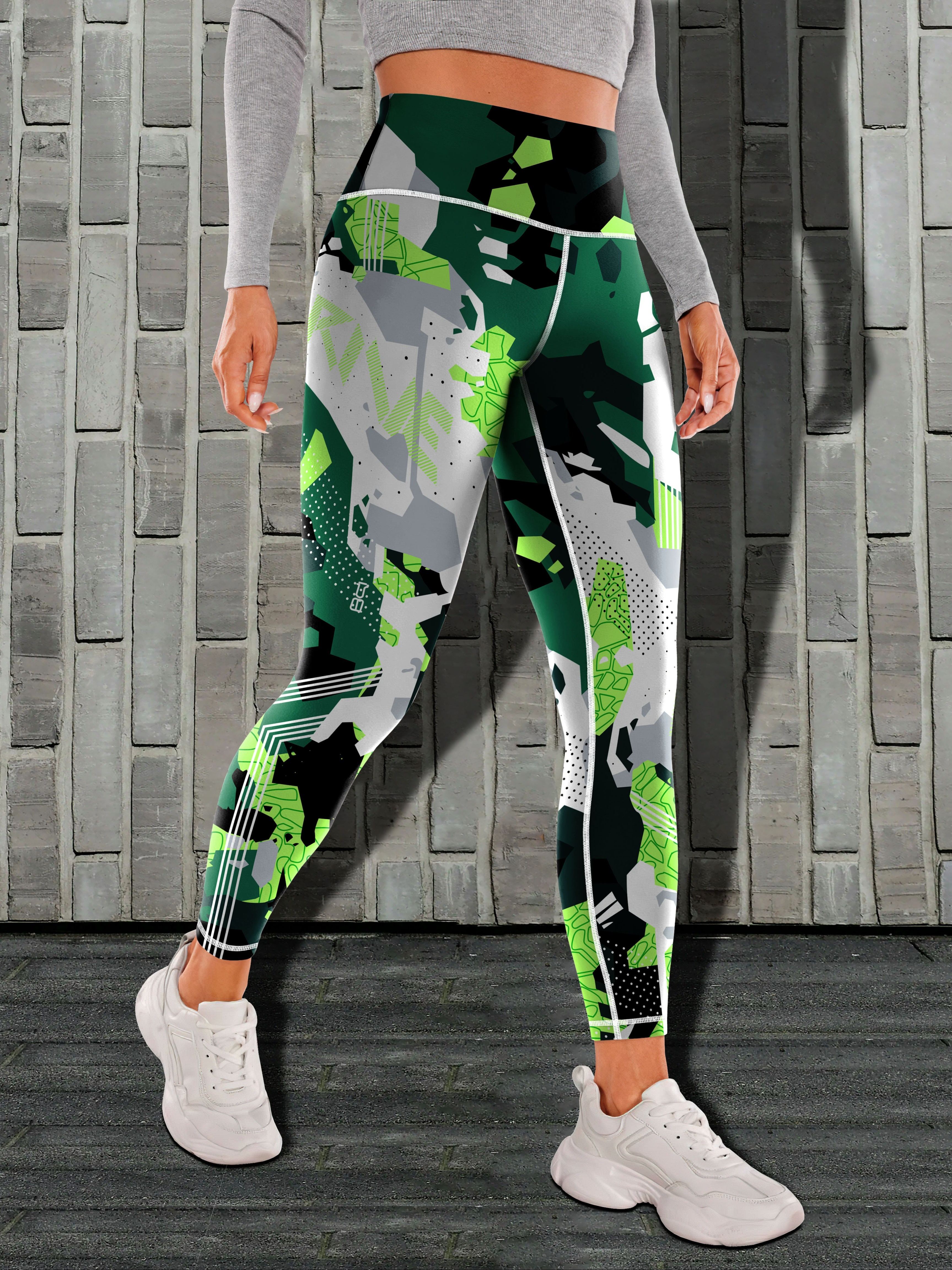 Pantalones deportivos para hacer ejercicio para mujer, mallas sin costuras  de camuflaje de cintura alta, mallas