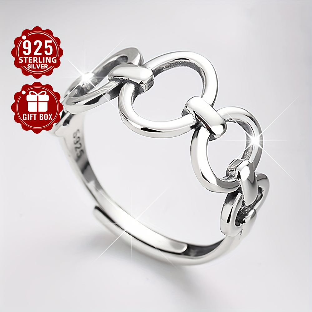 

1pc VIGG 925 Argent sterling Anneau réglable pour femmes, Style de de cercle irrégulier, Tenue quotidienne et cadeau, Bijoux polyvalents pour toutes les