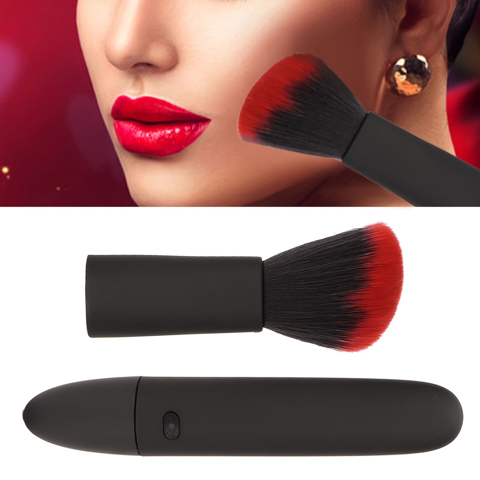 

1pc Electric Makeup Brush, Multifunctional 10 Gears Electric Brush Electric Blush Brush Rechargeable Waterproof Usb Makeup Brush Comfortable Soft For Home Travel Makeup