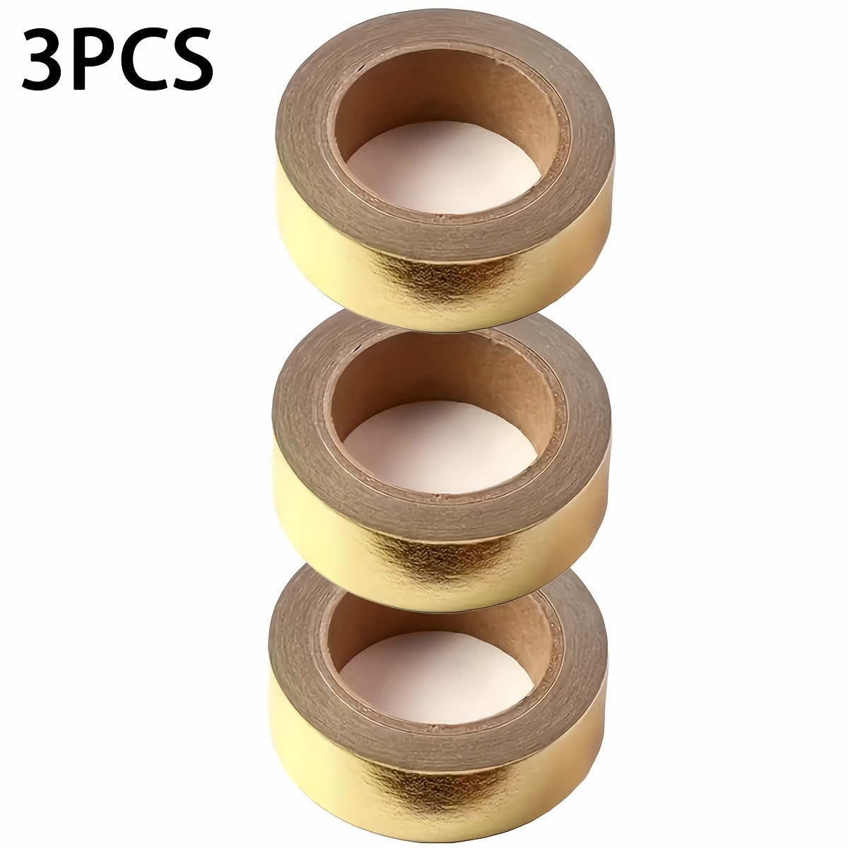 TEMU 3rolls Hot Stamping Tape Stickers Mylar Golden Decorative Crafts Gift Packaging Decoration Solid Color Handbook Tape Scrapbooking