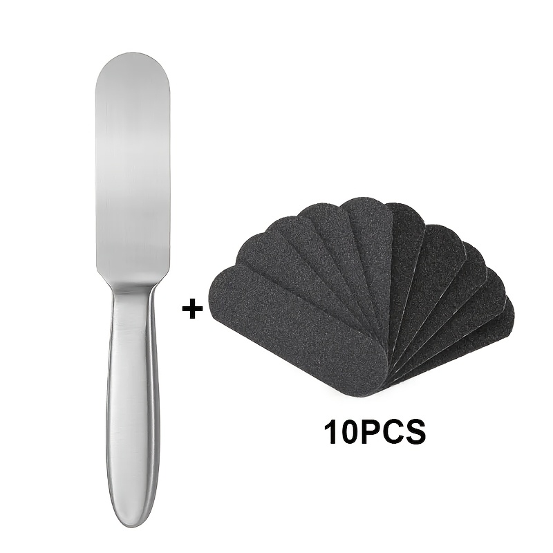 Image of Foot File Callus Remover Stainless Steel Foot File Foot Scrubber Feet Rasp Double Side Dead Skin Remover Foot Scraper Foot Sander Foot Care Tool With 10pcs Sandpaper