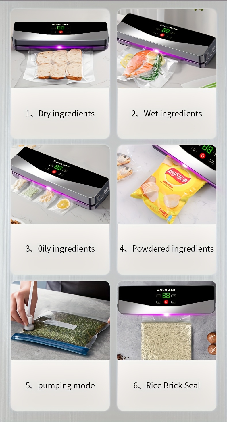 Scelleuse Alimentaire Automatique Multifonction, Scelleuse Sous Vide Portable sans Fil avec Fonction de Démarrage/Pause Manuelle, Affichage Numérique de Charge, Scellage de Sachets de Snacks, Conservation Alimentaire à Long Terme, Conception Compacte et Facile à Utiliser, Convient pour la Cuisine et