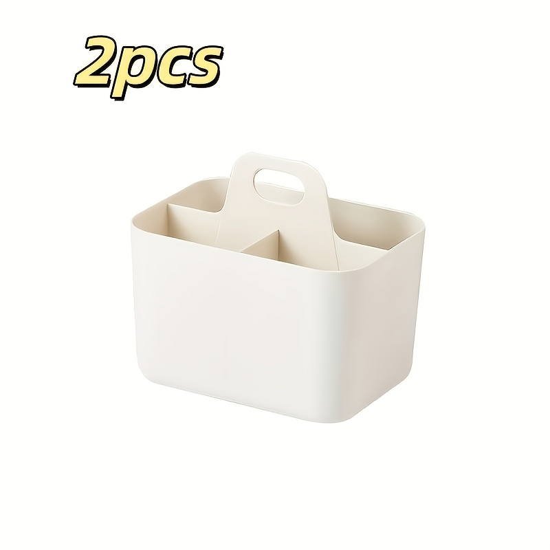 TEMU 2pcs Desktop Portable Compartmentalized Storage Boxes For And Stationery, 3-compartment Organizer, Office Clutter , , Ideal For Storing Pencils,