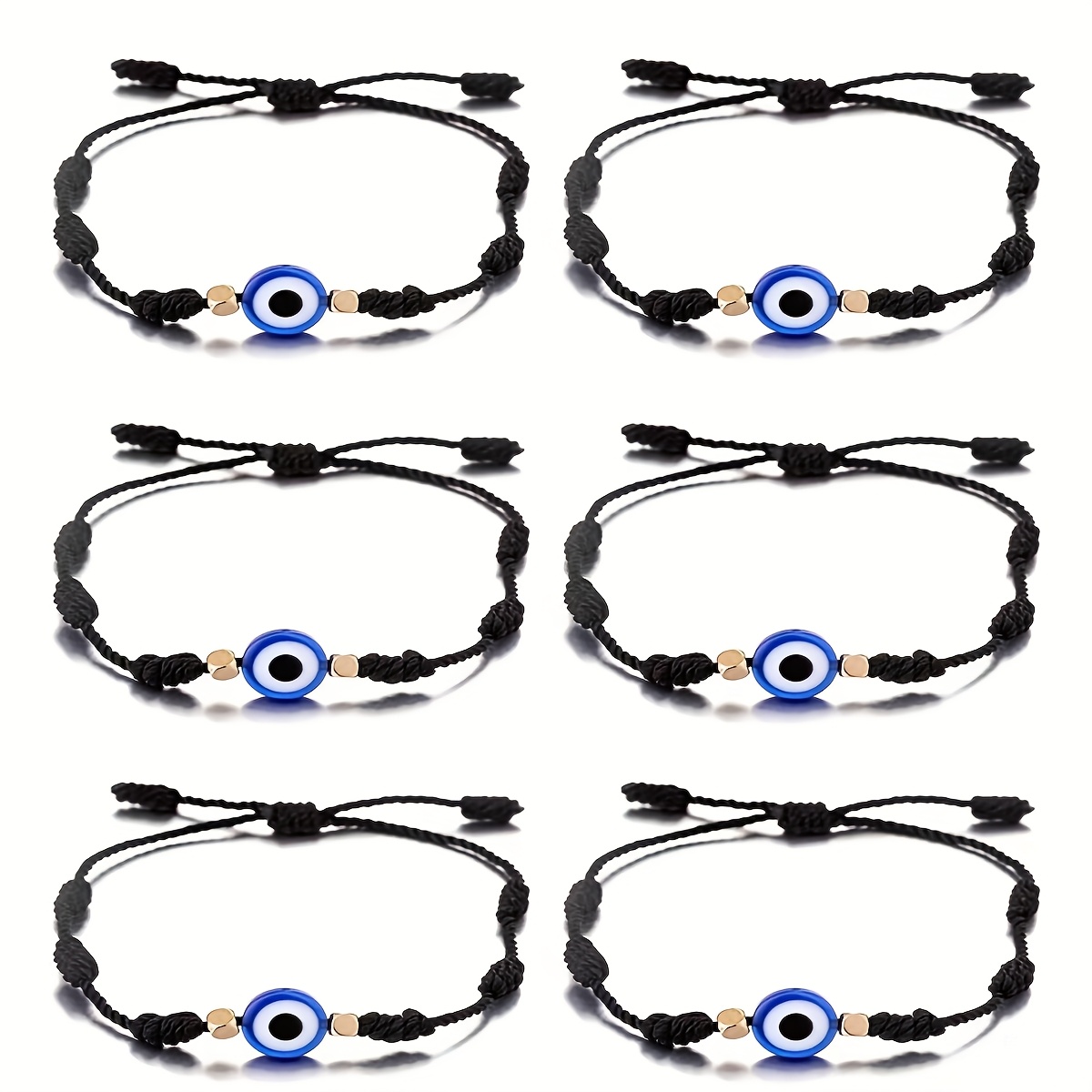 TEMU Ensemble multi-pièces, facile et élégant, bracelet bleu œil malédiction, corde nœuds