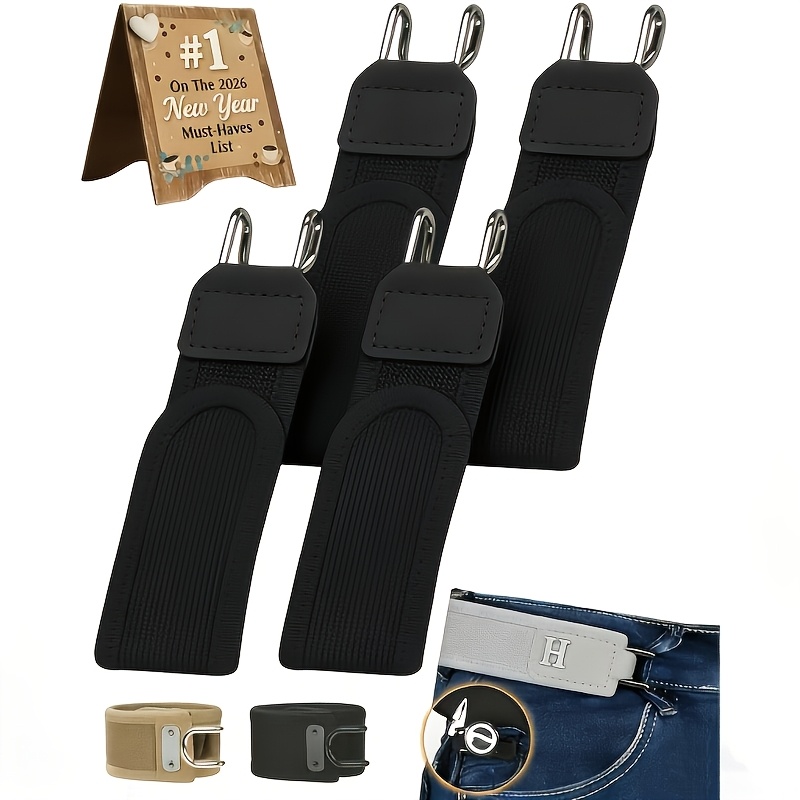 E-shop 4er-Pack Herrengürtel, schnallenloser elastischer Gürtel mit taktischem Metallhaken, Nylon- & Edelstahlschnalle, verstellbare bequeme elegante