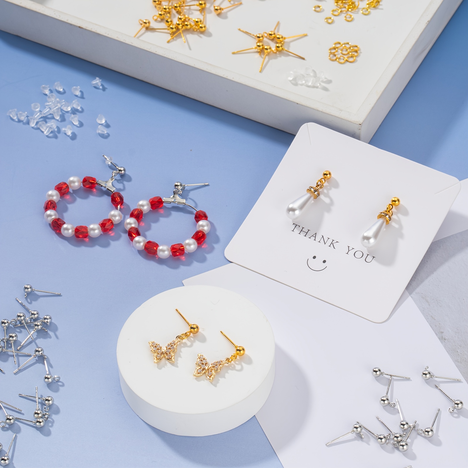 30pcs Earring Stud Additions with Posts and Jump Rings