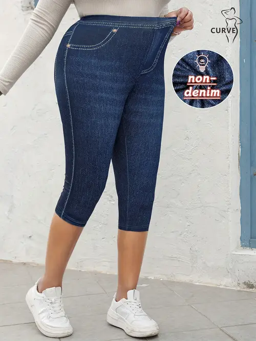 plus size denim print denim womens high waisted stretchy jeans non denim length pants with authentic look stretchy fabric for everyday formal outfits plus size friendly casual to formal outfits high waisted leggings versatile outfit leggings jeans style leggings comfortable knitwear