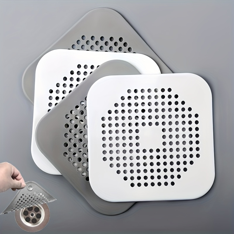 2pcs shower drain hair catcher square drain cover with 4 suction cups   hair stopper for bathroom bathtub   drain set gray and white easy to   quick disassembly