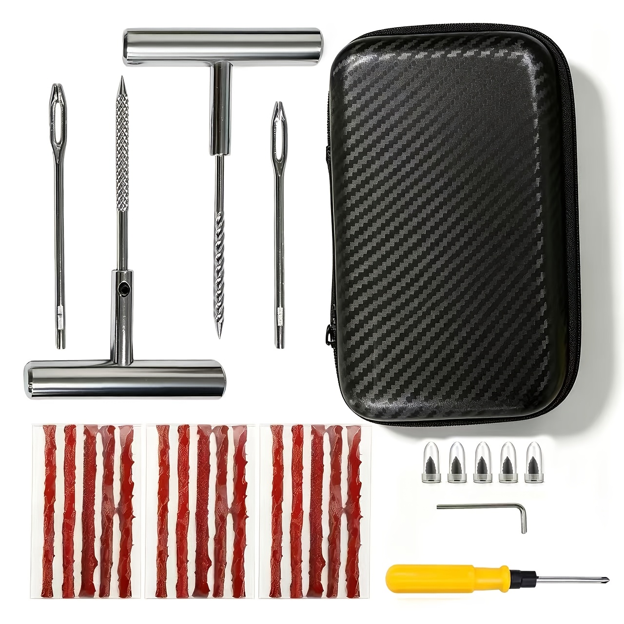 TEMU Aysim Heavy-duty Portable Tire Repair Kit Suitable For Cars, Motorcycles, Trucks & Atvs - Emergency Blowout With Rubber Strip Patch,