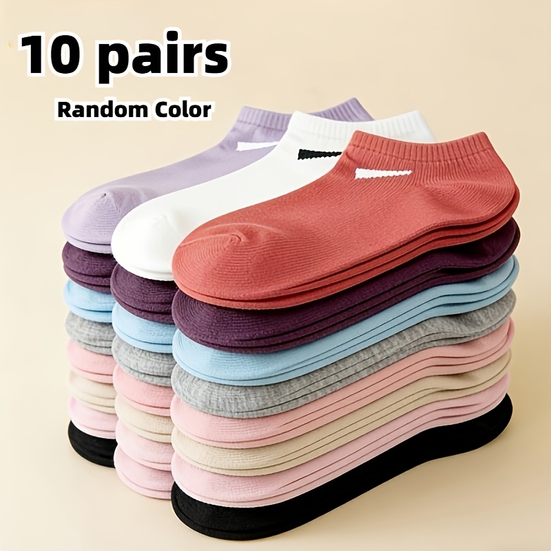 TEMU Random Pairs Women's Elegant Ankle Socks - Breathable, Lightweight, And Invisible Spring/summer Daily Casual Socks, Soft Tones Suitable For