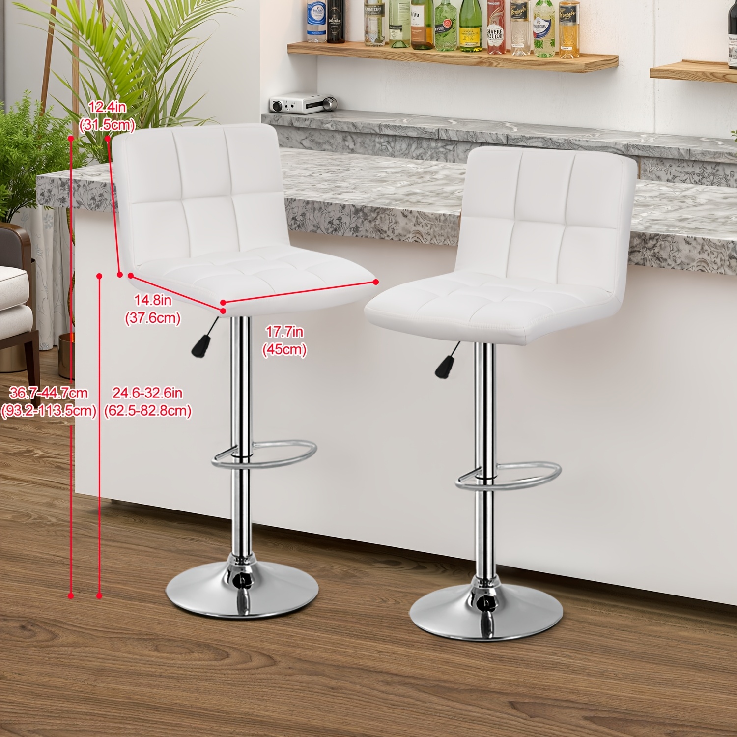 set 2 bar chair faux leather adjustable rotate stool - Temu