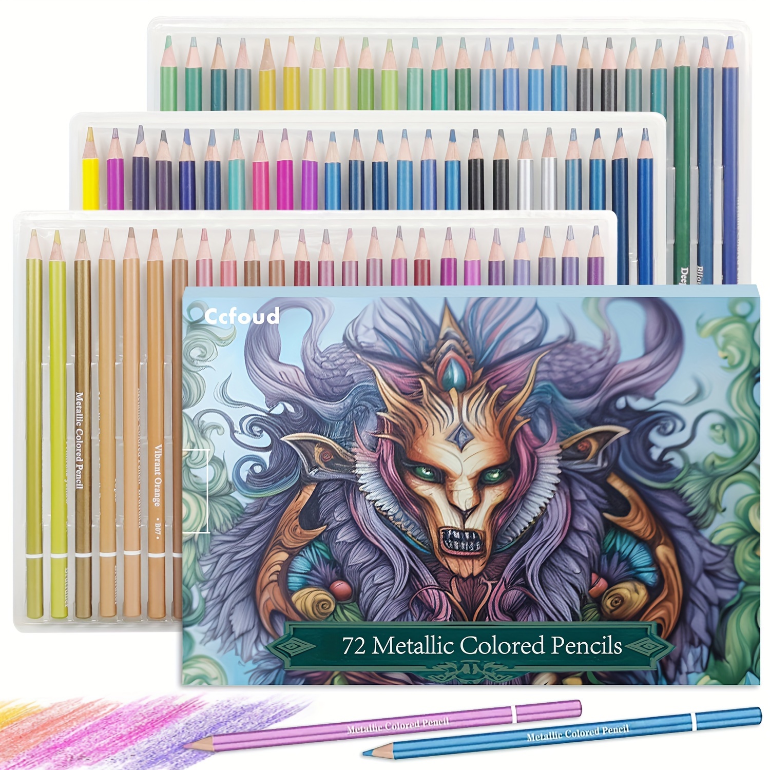 

Ccfoud 72pcs Metallic Colored Pencils, Soft Core With Vibrant Color, Ideal For Drawing, Blending, Sketching, Shading, Coloring For Adults Beginners