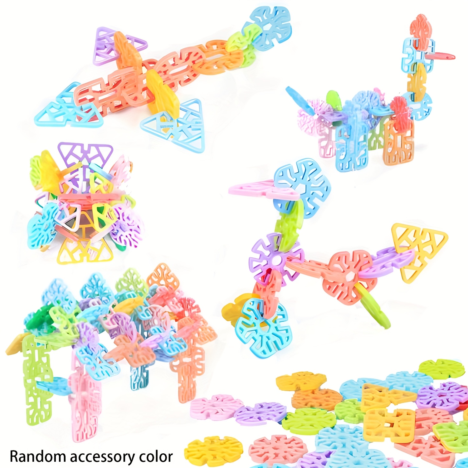 Image of Children Building Toys, 98pcs Snowflakes Educational Building Blocks Kit For Kids, Round Hole Puzzle, Fun Assembly Puzzle, Best Gift For Boys Girls Creative Games And Fun Activity-random Color
