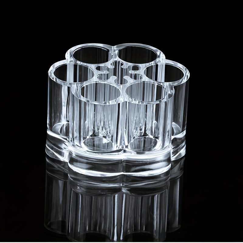 1 Clear Acrylic Cosmetic Storage Box - 7 Slots, Lightweight, Odorless, No Installation Needed, Ideal For Brushes, Lipsticks, Nail Polishes, Essential Oils & Eyeshadows.