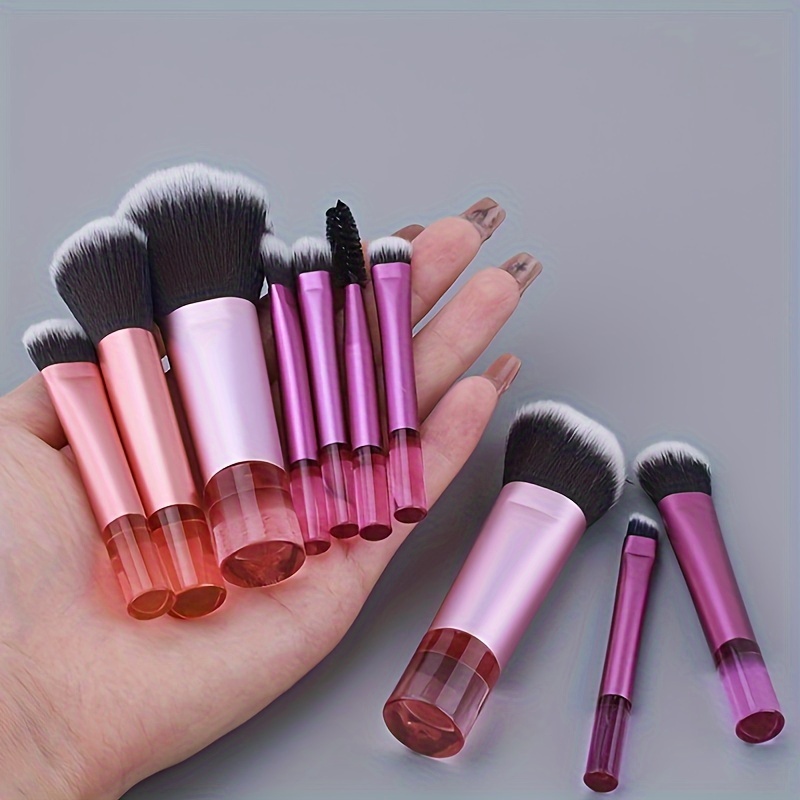 

Mini Portable Makeup Brush Set, Easy To Take And Use, 10pcs Minimalist Multifunctional Cosmetic Brush For Travel