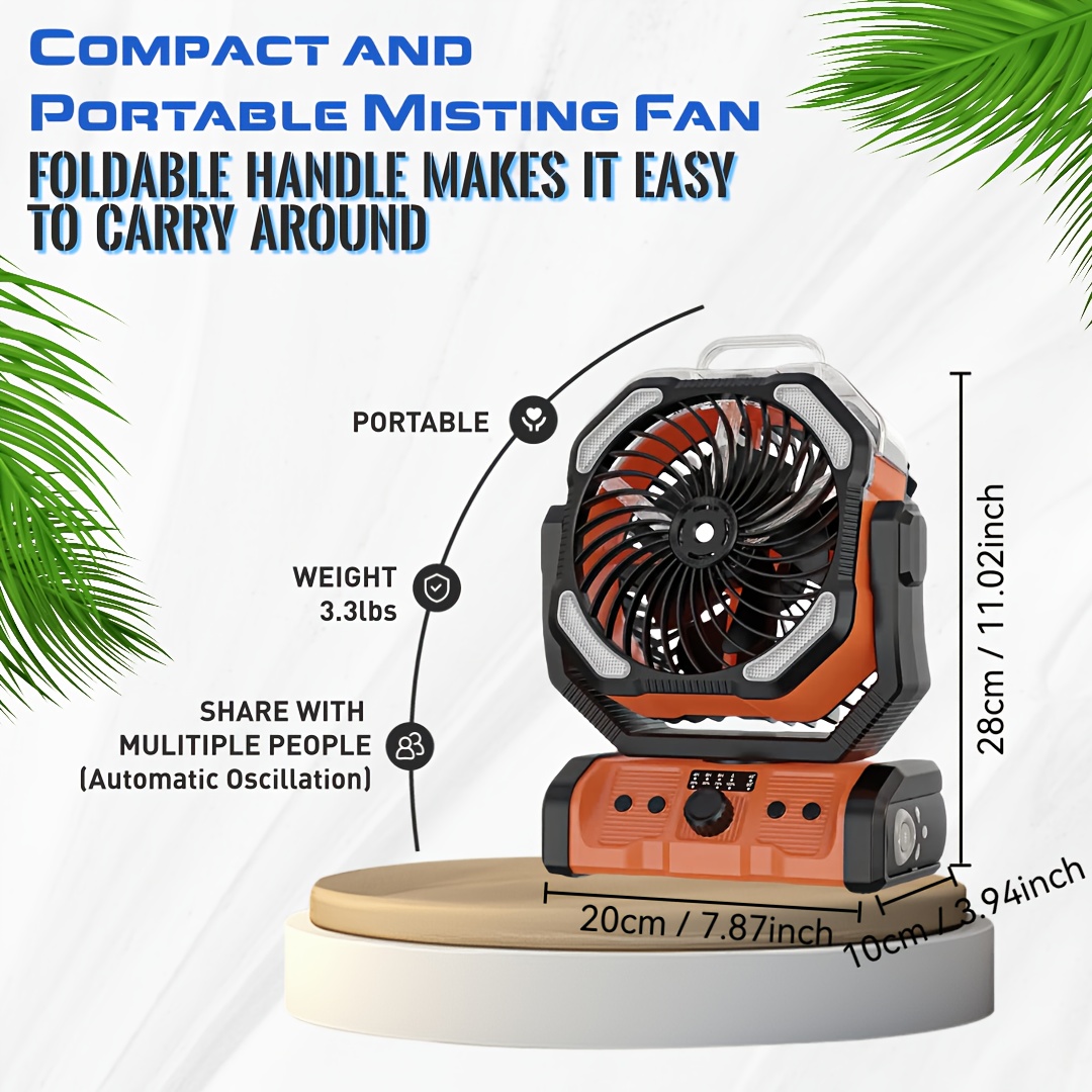 long lasting portable camping fan spray led usb rechargeable high velocity cooling fan durable emergency for and campers extended details 2