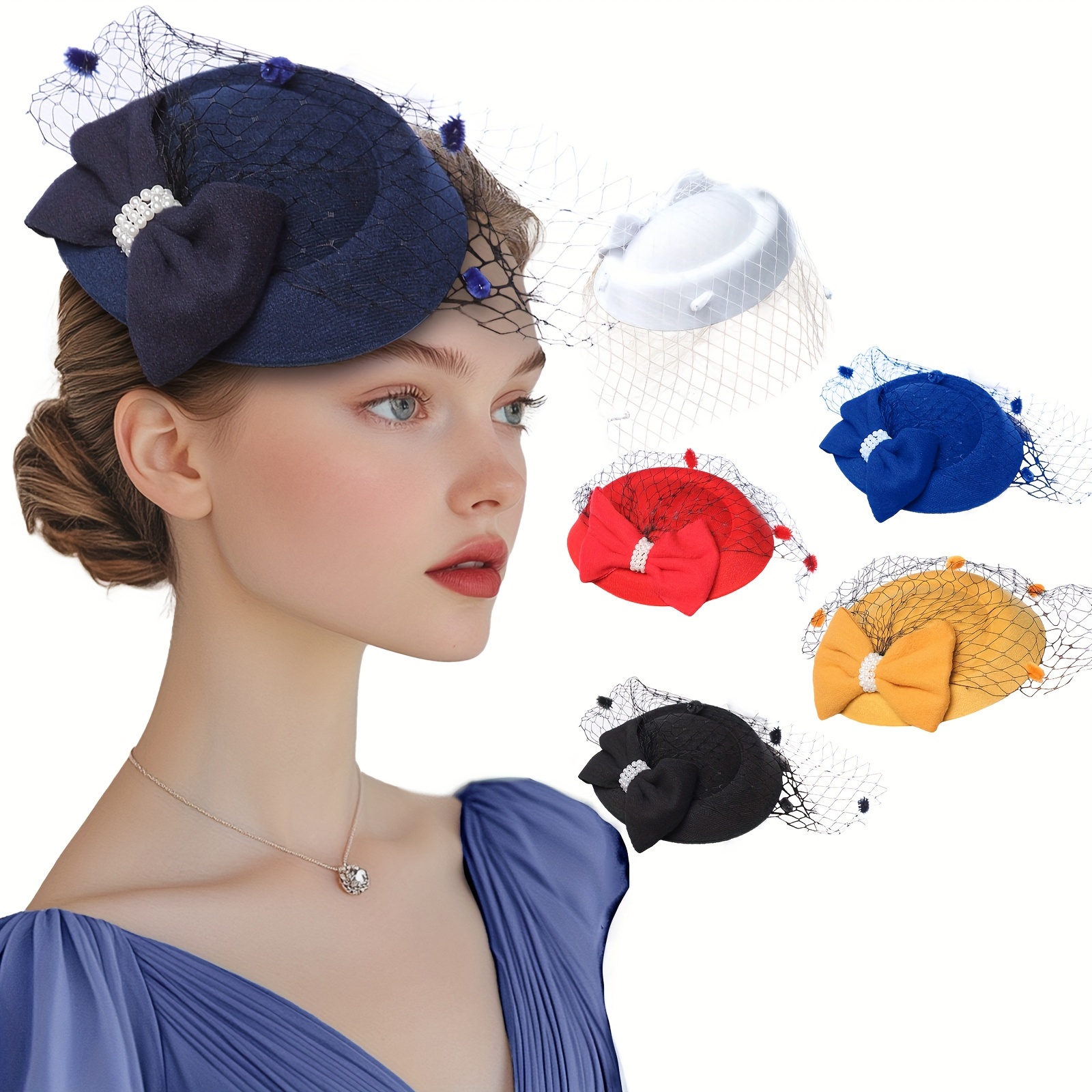 Dark blue shops fascinator. Modern blue fascinator.