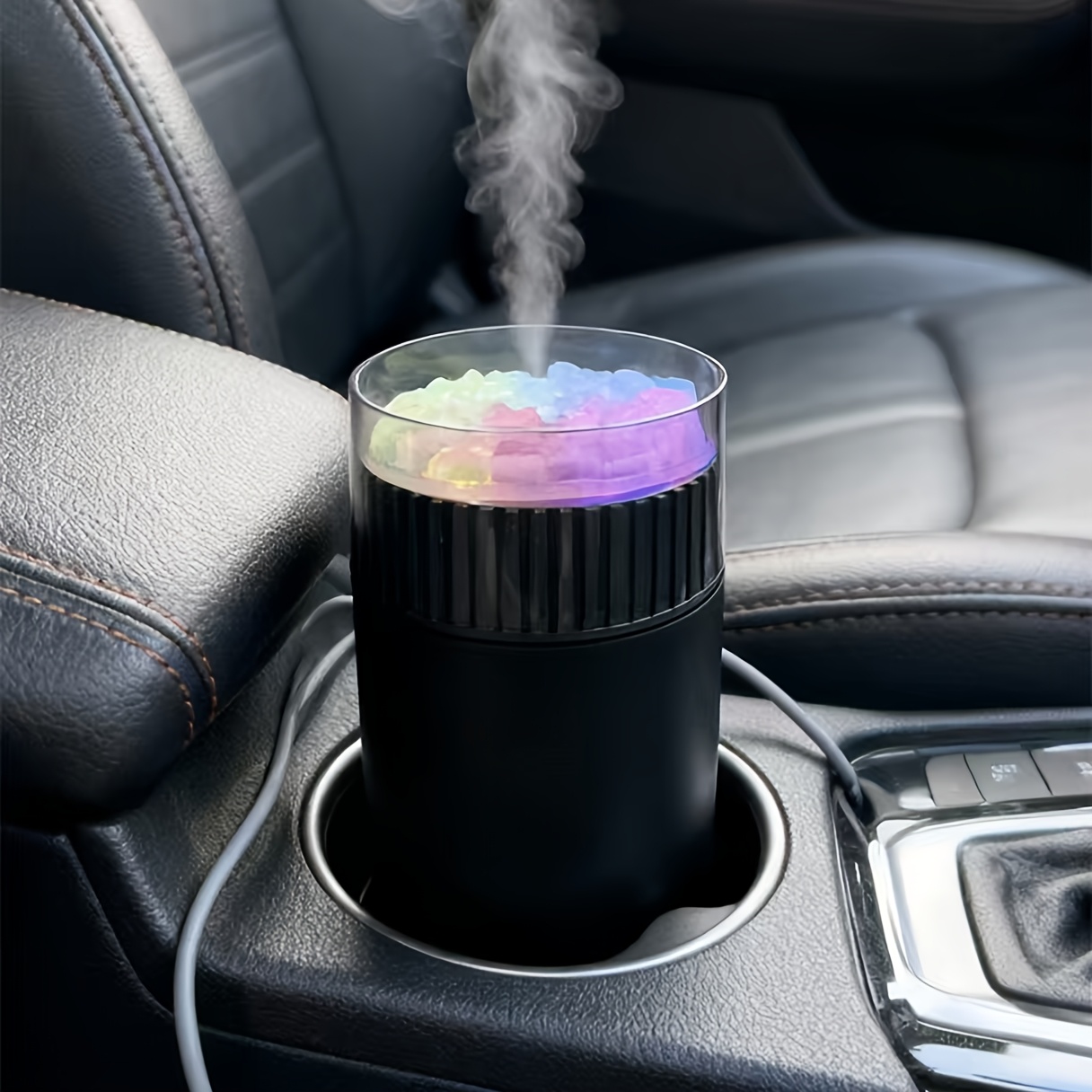 TEMU 【新型】車用ディフューザー、高速発散、静音設計、カラフルな雰囲気で様々な車内環境に最適、加湿にも使用可能、電池不要