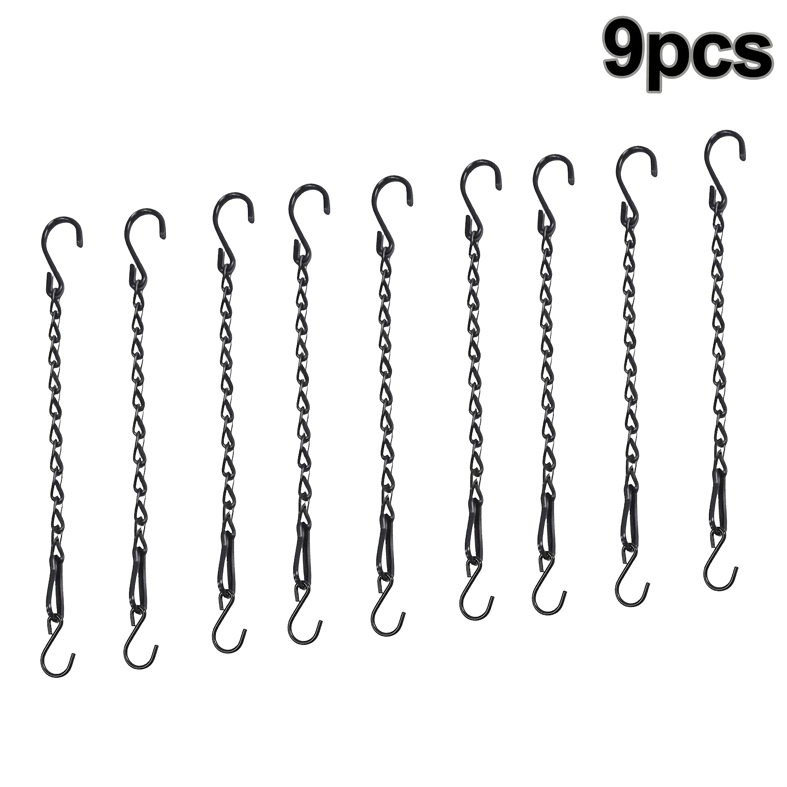 TEMU 3/6/9 pezzi Catene sospese in metallo extra-lunghe da 40 cm - ganci a S e clip. Lunghezza regolabile, robuste e resistenti. Ideali per appendere