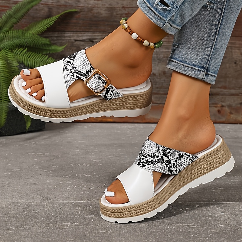 TEMU European And American Ladies Sandals, Wedges, Platform Slippers, Medium Heels, Fashionable And Elegant, Women's Shoes, Plus Size., Women Shoes