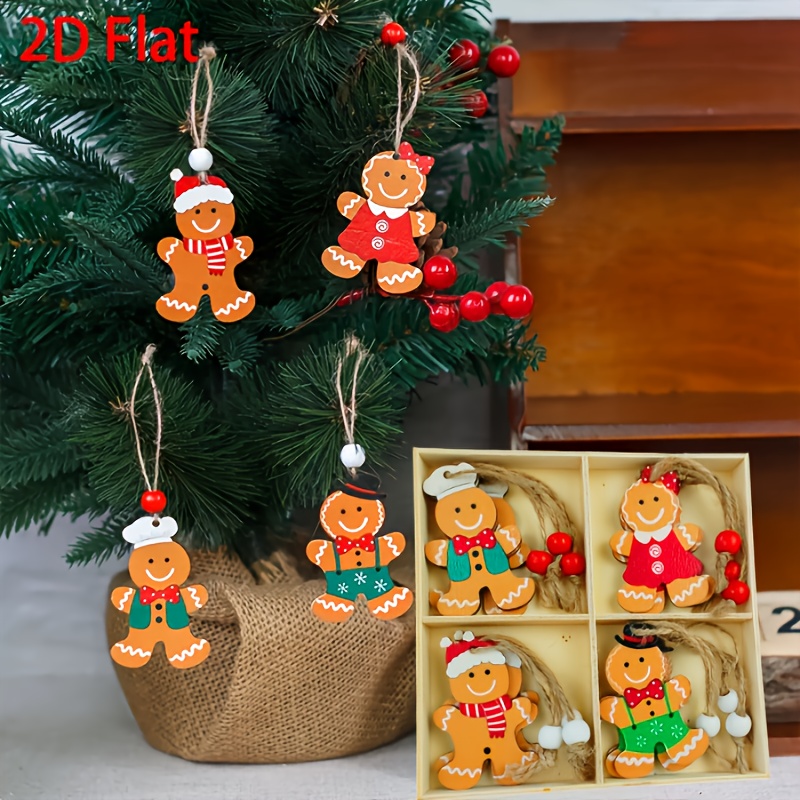 TEMU Una que contiene 12 adornos de hombres de jengibre de madera con un diseño de compartimentos, ideal para decoraciones de árboles de Navidad y