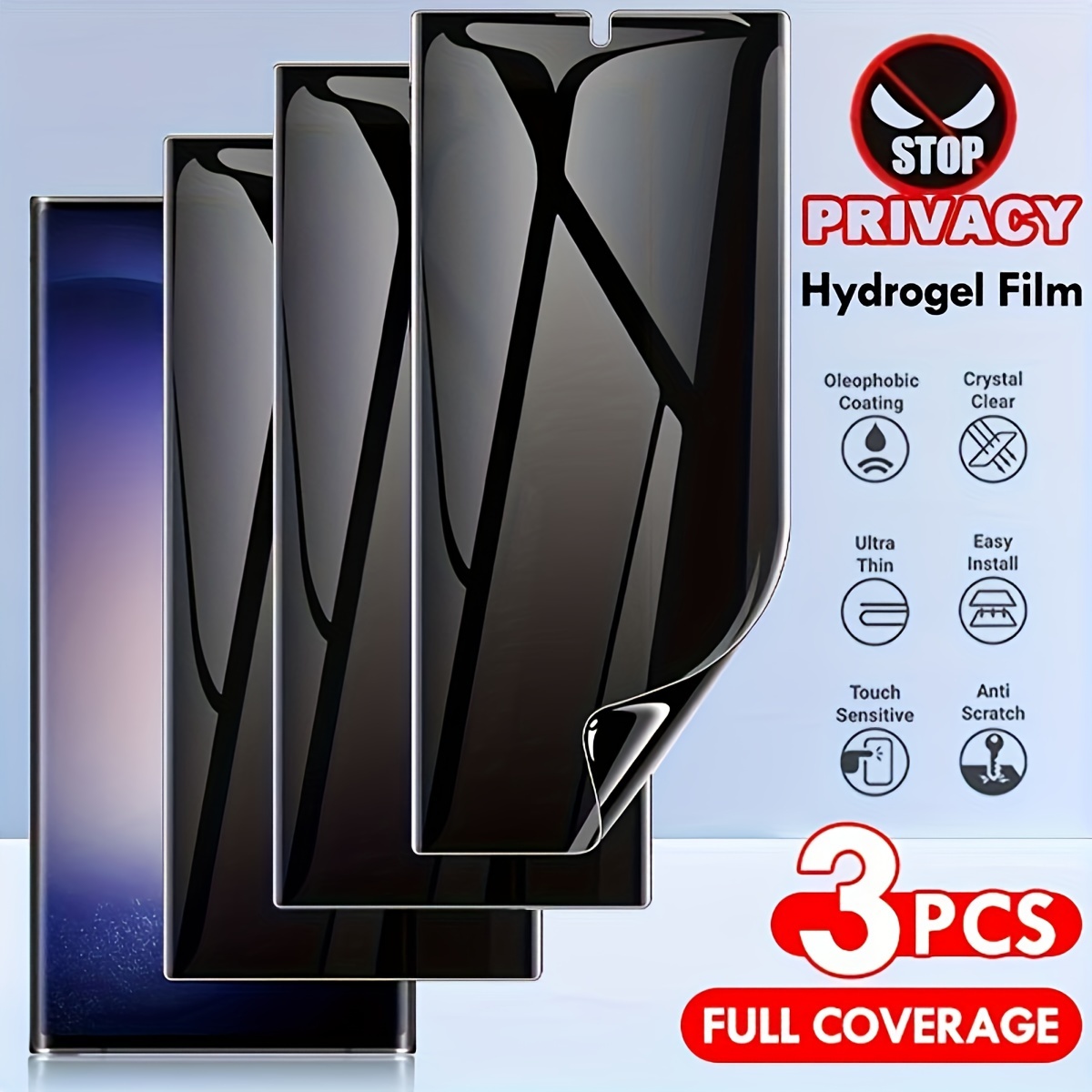 

3pcs Privacy Protection Hydrogel Film For Samsung S24 S23 S22 Ultra 23 Fe Plus Fully Covered Hydrogel Film Soft Screen Protective Film (not Tempered Glass)