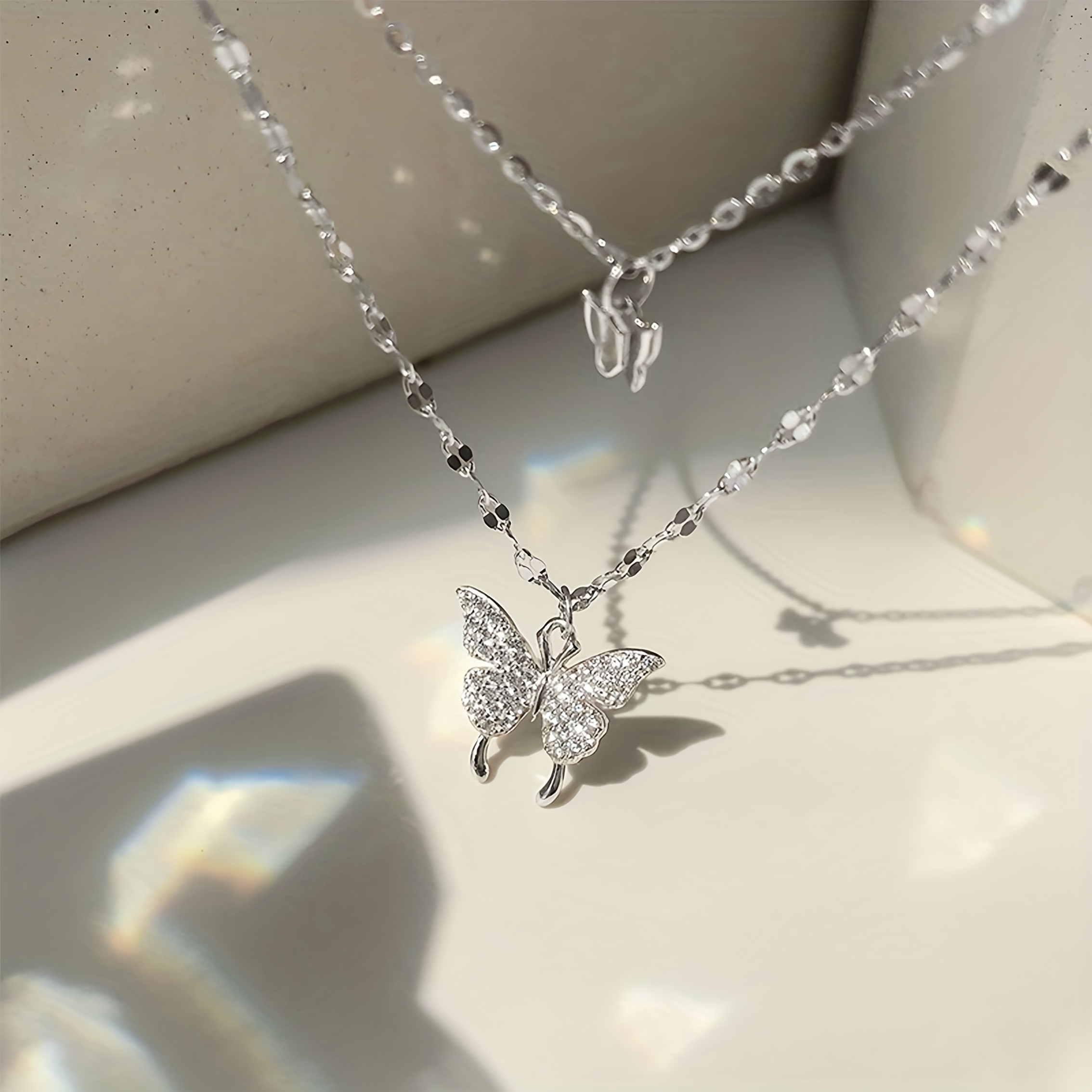 Y2k Double Layer Necklace, Sparkling Silvery, Party Date Gift Daily Jewelry Accessory