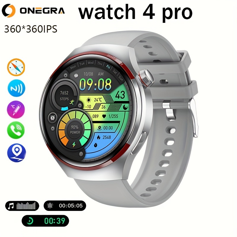 Montre connectée GPS pour homme 4 Pro Écran HD coloré de 1,53 pouces, cadran personnalisé, boussole, suivi de la condition physique, connectivité téléphonique sans fil, style moderne_voghion.com