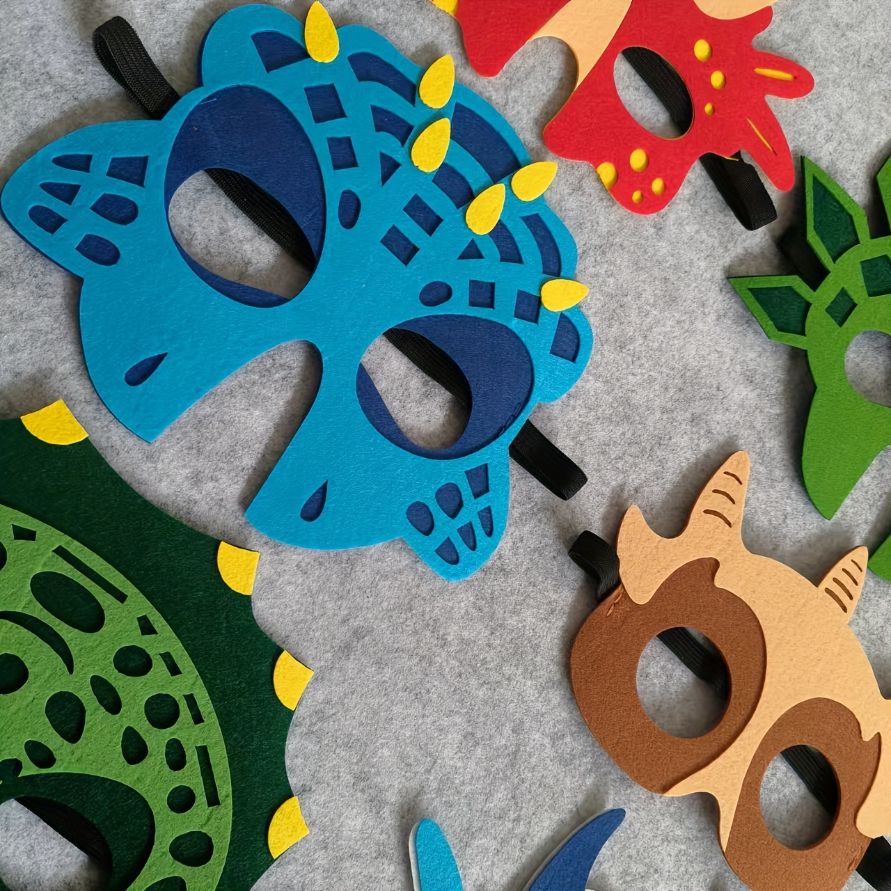 12pcs dinosaur themed costume   felt dinosaur mask for birthday parties halloween and christmas dress up props 0